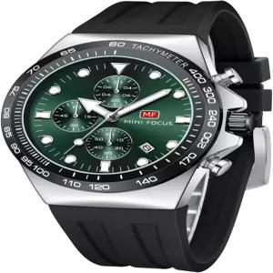 미니 포커스 남성용 비즈니스 캐주얼 손목시계(크로노그래프/방수/발광/캘린더) 실리콘 밴드 패션 시계...