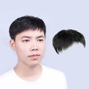 이시아르 정수리 남성 인모 가발 블랙 중