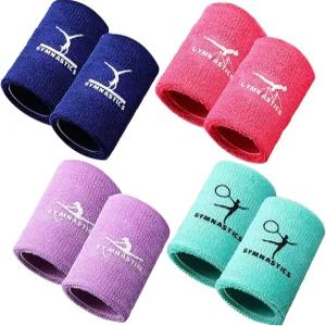 그립용 샤르니올 체조 손목 밴드 4쌍 컬러풀 걸스 폴리에스터 면 스웨트 3.15 x 3.94 인치 핑크