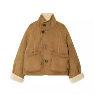 손오반 여자 모피 차이나 스웨이드 쇼트 코트 라이크 데일리룩 KUK1