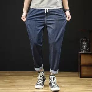 남성 봄가을 밴딩 데님 조기 팬츠 9부바지 와이드 빅사이즈 실크면 배기 심쿵해외구매