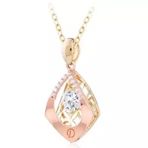 14K 큐빅 고급 골드 x 로즈골드 목걸이 금 펜던트