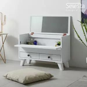 덮개식 프리티A 거울 화장대 좌식 서랍장 품정리대 콘솔 미니 수납 접이식