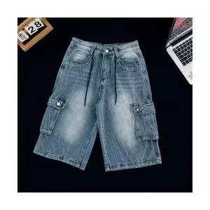 보니따스 남성 청반바지 숏 여름 청바지 빅사이즈 7부 와이드 바지 멀티포켓 반 통통 ADOR2