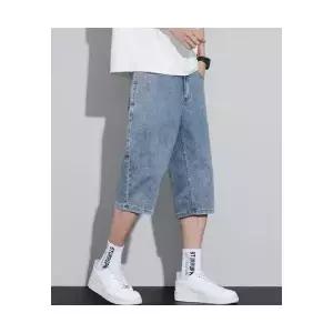 보니따스 남성 청반바지 숏 여름 가을 스판 일자 7부 캐주얼 데님 반바지 ADOR2