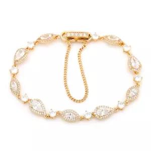 14K GP 블링 물방울 큐빅 체인 골드 패션 팔찌