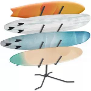 사이클링딜 프리스탠딩 4 서프보드 보관 랙 - 조절 가능하고 두꺼운 고무 보호 홀더가 있는 특허받은