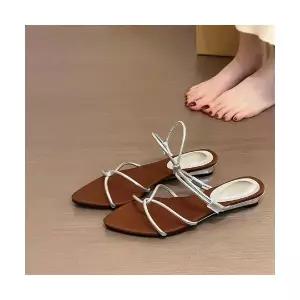 알마센 여성 스트랩 샌들 슈즈 프렌치 빈티지 굽 토오픈슬리퍼 ADOR5