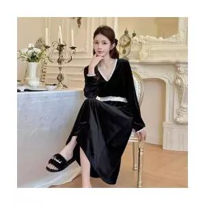 띠엔다 커플 잠옷세트 실내복 프렌치 브이넥 긴팔 벨벳 잠옷 ADOR1