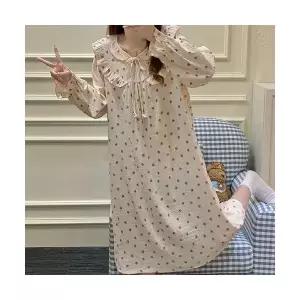 띠엔다 커플 잠옷세트 실내복 빈티지 프린세스룩 잠옷 스커트 가을 편한 면 긴팔 롱 ADOR3