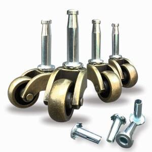 럭스풀 1인치 회전 스템 볼 터 휠 가구 소켓형 마운팅 스템용 아연 합금 앤티크 황동 353파운드 4팩