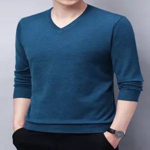 남성니트 니트 상의 가을 긴팔 브이넥 캐주얼 솔리드 티셔츠 심쿵돌직구