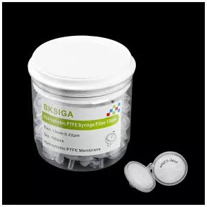 BKSIGA 주사기 필터 PTFE 100Pcs 소수성 여과 13mm 직경 0.22μm 기공 크기