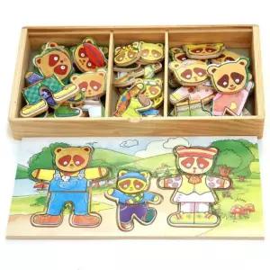 유아 집중력 소근육 발달 인형 옷입히기 너구리가족 [ASZ729]