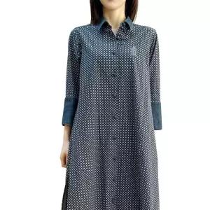 비꼴리끄 데님 배색 로브 원피스 B252WO1090 403217