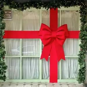 크리스마스 리본 장식 인테리어 재료 외관 대형 웨딩카 카페