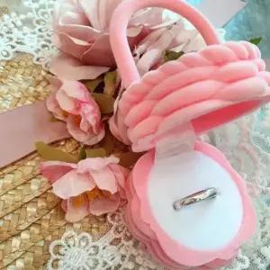 핑크 꽃바구니 프로포즈 반지 케이스