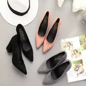 여성 통굽 베이직 여자구두 하이힐 스웨이드 펌프스힐 QMi6+8GCB