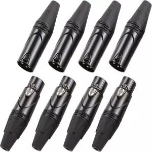 MFL. 니켈 하우징과 실버 접점 마이크 케이블 플러그 커넥터 오디오 소켓 블랙 4쌍의 남녀 3핀 XLR