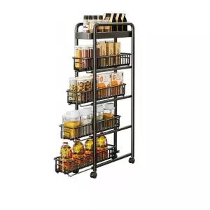 슬림 수납장 선반 이동식 냉장고 철제 주방 트롤리 틈새장 슬림수납장 옆 슬림선반