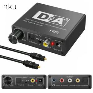 Nku Hifi DAC Amp 디지털-아날로그 오디오 변환기 Toslink 광 동축 입력 출력이 RCA 3.5mm 잭 헤드폰 앰프