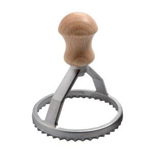 비치우드 손잡이가 있는 에피코티스파이 알루미늄 원형 라비올리 스탬프, 3인치