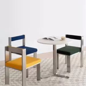 북유럽 레트로 스테인리스 카페 스틸 식탁 등받이 의자