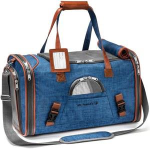 미스터 땅콩의 항공사 승인 소프트 사이드 애완동물 캐리어, 로우 프로파일 골드 시리즈 토트, 프리미엄 브랜드 셀프 잠금 지퍼, 시트 호환성, 튼튼한 합판 베이스가 있는 푹신한 인조 플리스 침구