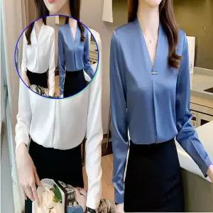 쌍문상회 여성셔츠 깔끔한 룩 블라우스 노카라