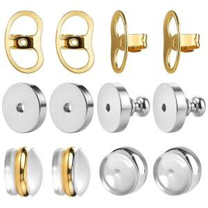 처진 귀를 위한 귀걸이 백 - 교체용 잠금 이어 지지대 | 민감한 피부를 위한 6쌍의 안전한 스터드 클러치(평형 1개)