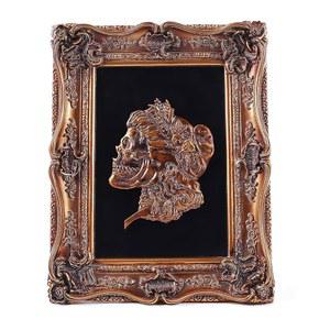 시쿠 해골 장식 고딕 벽 조각 빈티지 골동품 예술 핸드 페인팅 벽걸이 페디먼트 조각상 갤러리, 브론즈 골드