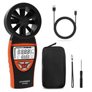 풍속 온도 습도를 위한 고예르네스 휴대용 풍속계, 디지털 충전식 공기 유량계, HVAC 야외 요트 촬영 골프 드론 비행을 CFM 측정 장치