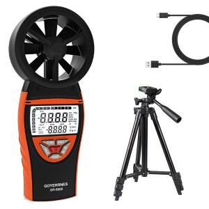 고예르네스 휴대용 풍속계, 풍속 온도 습도용, 디지털 충전식 기류 게이지 미터, HVAC 야외 촬영 골프 드론 비행용 CFM 측정 장치