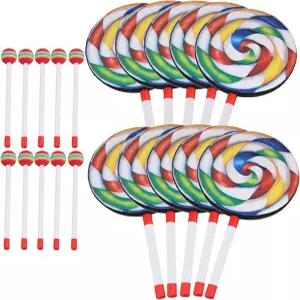 러버뮤직 10PCS 막대사탕 모양 드럼 핸드드럼 음악 사운드 툴 악기 컬러풀
