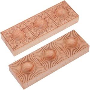 트리플 라비올리 몰드 나무 파스타 보드 양면 선버스트 & 밀 패턴 라비올레티 라비올리니 메이커 수제 2 in 1 프레스 키친 프레시