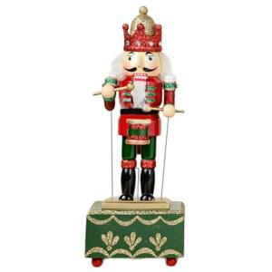 ZaH 12인치 크리스마스 장식 호두까기 인형 나무 음악 상자 선물 인형, 드럼