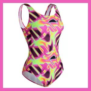 화려한 여성 수영복 강습 수영복 브랜드 고급  네온파이어 브라캡내장형 아쿠아 u백 로우컷수영복 고급소재