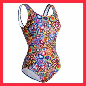 화려한 여성 수영복 강습 수영복 브랜드 고급  귀여운하트 브라캡내장형 아쿠아 u백 로우컷수영복 몸매보정