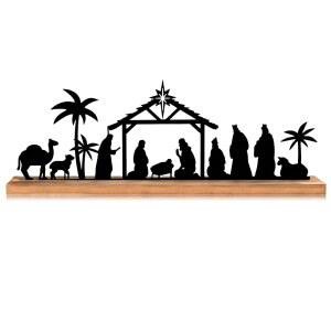 아쿨가치 금속 성탄절 장식용 블랙 장면, 크리스마스 가정용 실내 맨틀 테이블탑 사무실 주방 테이블 선반 장식(클래식)