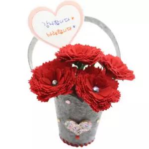 꽃바구니 만들기 카네이션 펠트 재료 교구 뚝딱 꾸미기 10인용 가로15cmx세로20cm