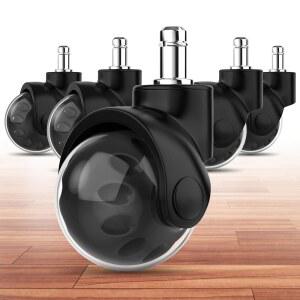 사무용 의자 교체용 바퀴 조용하고 부드러운 활공 2인치 헤비 듀티 터가 2000파운드를 지원하고 책상 바퀴가 핏이며 모든 층 또는 카펫 세트 블랙 에 안전