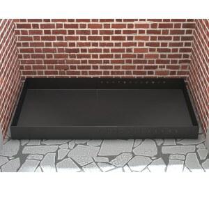 플레호모 조절식 벽난로 트레이, 재 수집용 확장 가능한 팬, 분말 코팅이 된 아연 도금 강철 엠버 홀더 너트 및 볼트 포함, 검은색, 직사각형