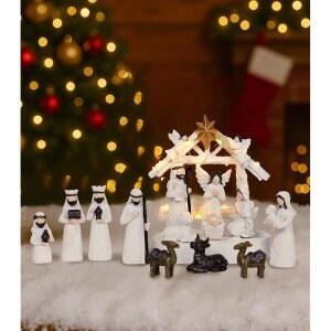 크리스마스 성탄화 장면 세트 14피스 실내 장식 이야기 피규어 미니 미니어처 종교적 성가족