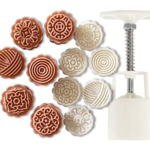 핑크 문케이크 프레스 몰드 핸드 디저트 DIY와 스탬프 플라워 모드 쇼트브레드 DIY (에일리언 플로럴 6개-1)