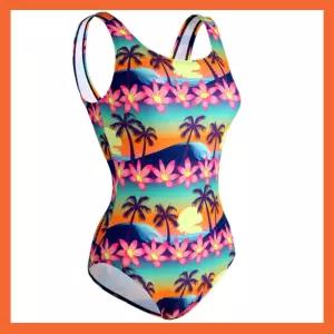 화려한 여성 수영복 강습 수영복 브랜드 고급  알로하와이 브라캡내장형 아쿠아 u백 로우컷수영복 체형보정