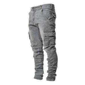 헝슨 남성용 슬림 핏 스트레치 청바지 찢어진 스키니 진, 스트레이트 레그 패션 컴포트 플렉스 허리 팬츠