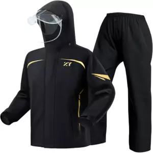 린조이 남성 방수 레인 수트 기어 재킷과 팬티 아웃도어 패커블 경량 통기성 후드 레인코트