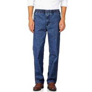 수준 남성 캐주얼 루즈핏 엘라스틱 허리 청바지 데님 팬츠