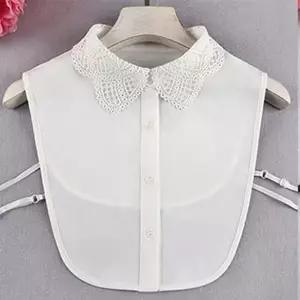 자수 펀칭 페이크카라 넥케이프 레이어드 레이스 셔츠 VFx6+3OpR