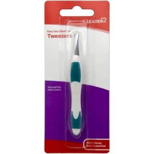 리더 핀셋 기울어진 팁 정밀도, 쉬운 그립감, 미끄럼 방지 고무, 스테인리스 스틸, 눈썹, 얼굴 털, 스플린터 및 인그로우 제모에 대한 뛰어난 정밀도